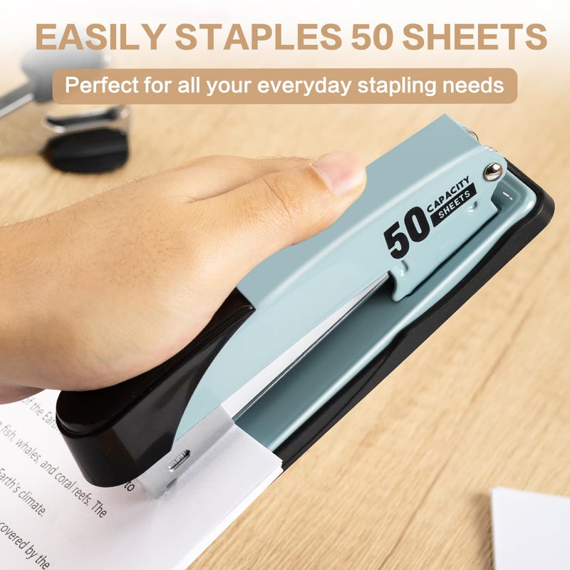 Deli Stapler Heavy Duty, Full Strip Staplers for Desk with 2000 Staples and Staple Remover, 50 Sheet Capacity, No Jam, Non-Slip Office Stapler with Staples for Office, Classroom, Blue - Image 4